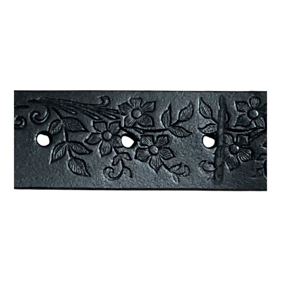 Vintage 1990s Crossroads Black Leather Belt 42” – Floral Embossed Western Style - Picture 6 of 6